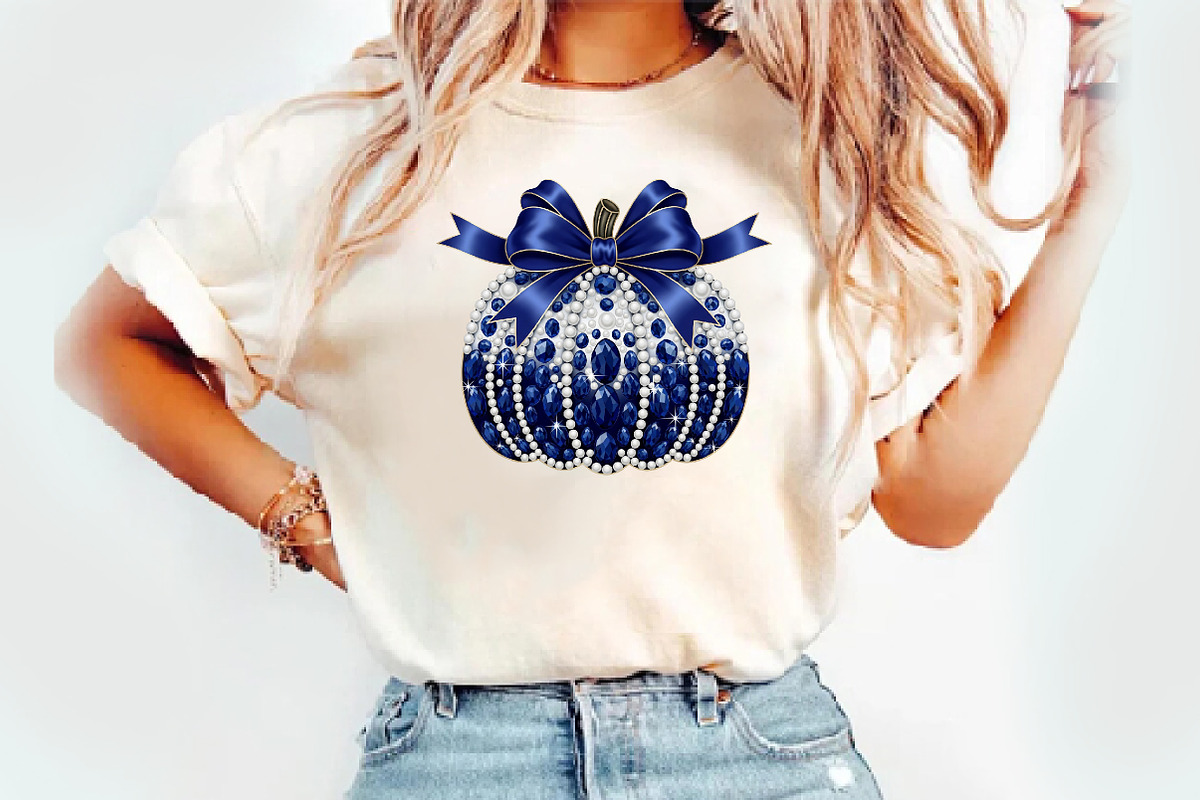 Navy Blue Glitter Pumpkin PNG, an Illustration by Watercolor design (Photo 2 of 3)