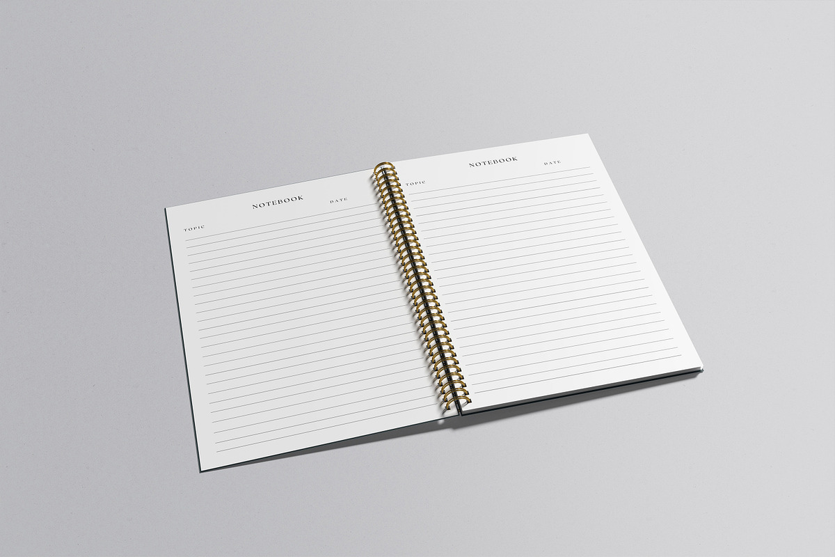 A4 Spiral Notebook Mockup, a Print Template by graphicsecond (Photo 8 of 16)