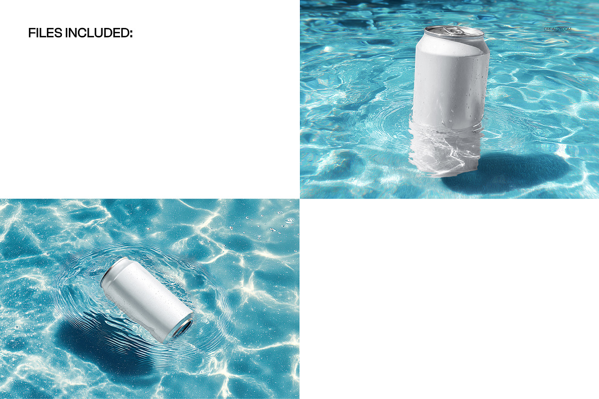 Can in Water Mockup Set, a Packaging Mockup by creatsy5 (Photo 2 of 6)