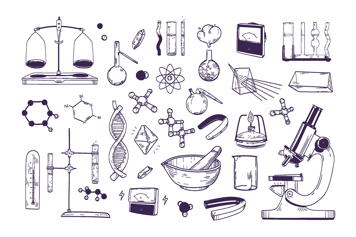 Chemistry and physics equipment set, an Education Illustration by Good Studio (Photo 3 of 9)