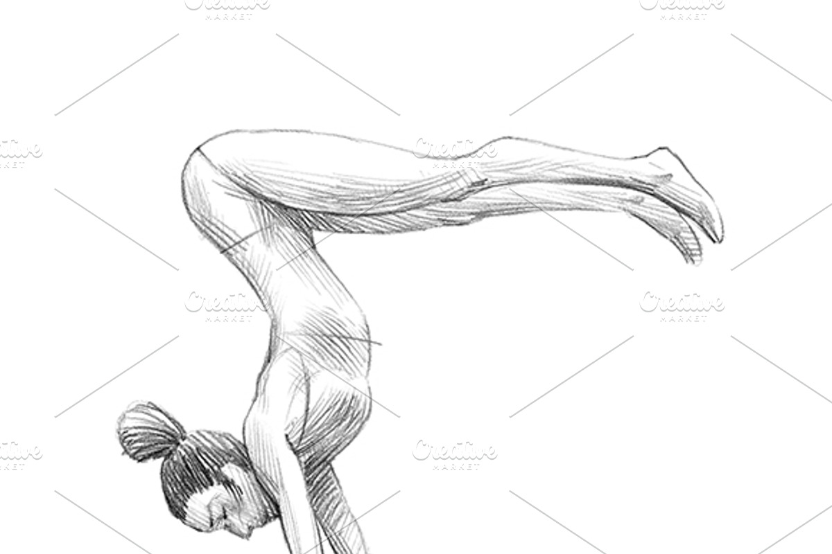 Sketchy yoga poses illustration set, an Illustration by RasterBird (Photo 7 of 12)