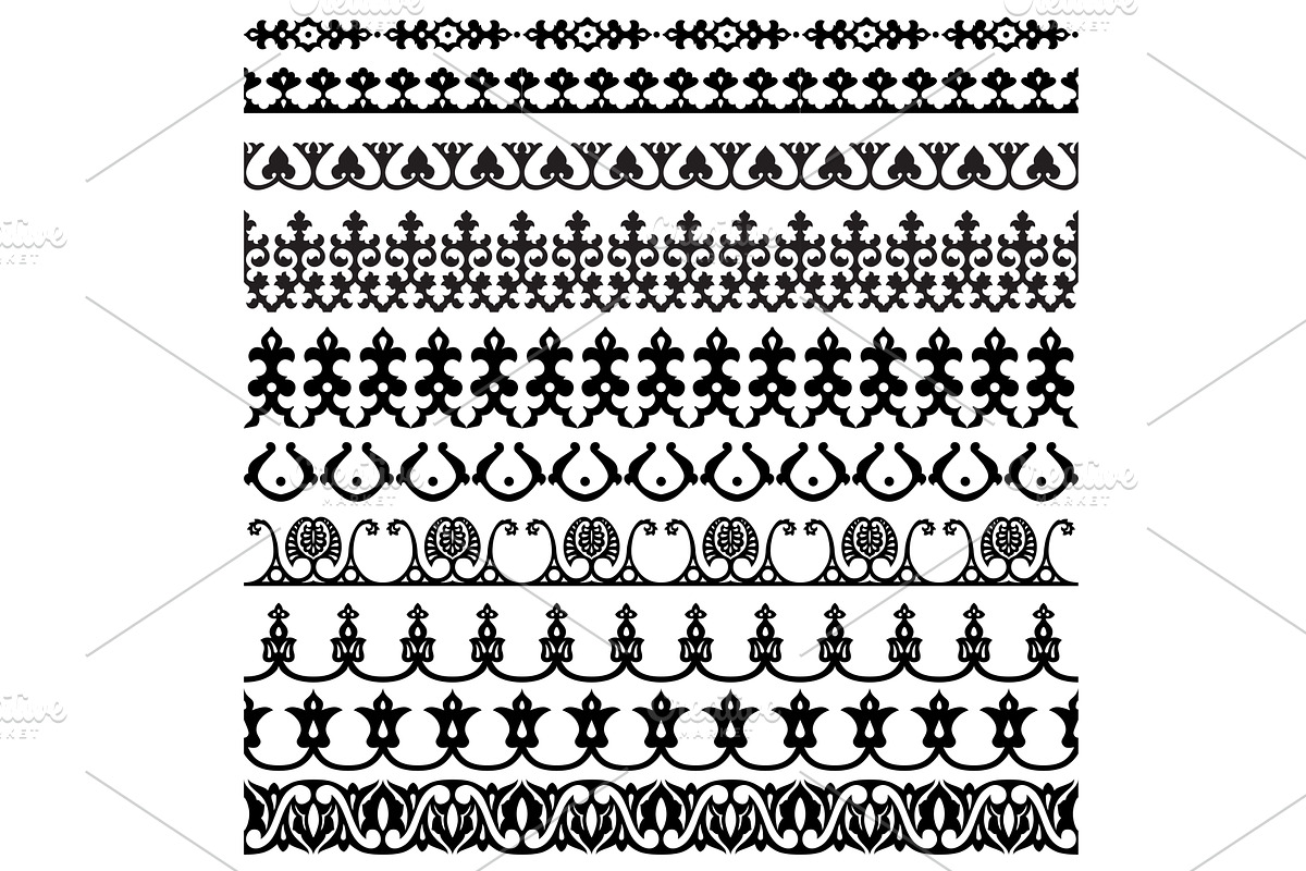 Border decoration elements pattern, an Object Illustration by piter.goskov