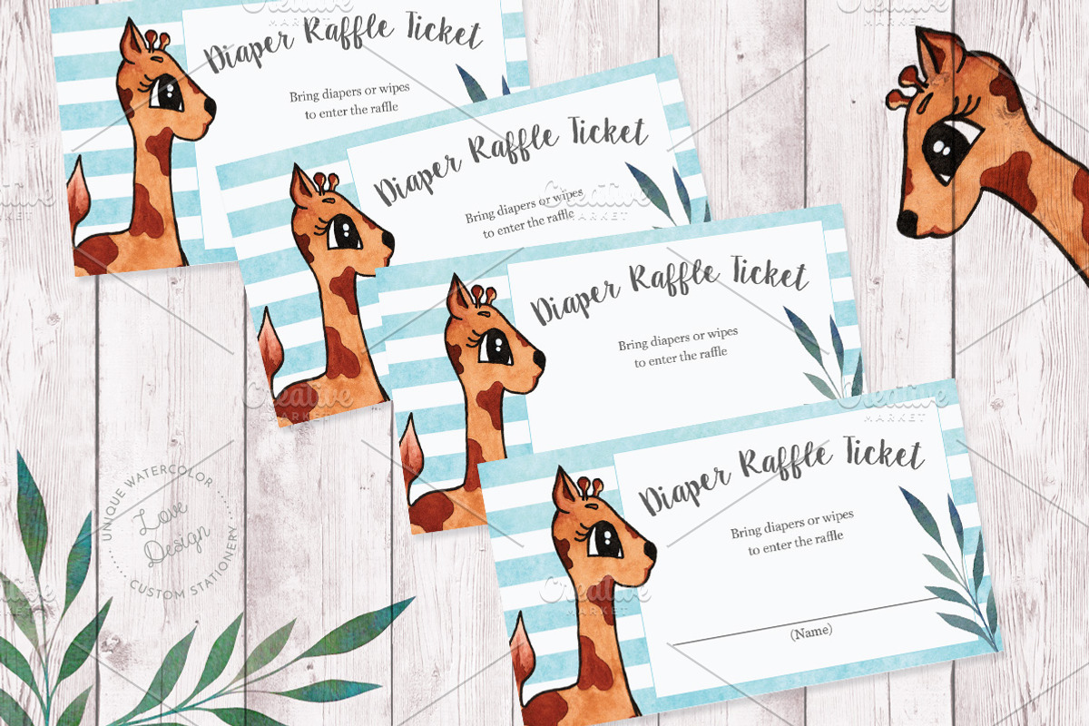 Watercolor Giraffe Baby Shower Set, an Invitation Template by Love Design (Photo 4 of 5)
