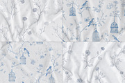 Floral Blue Toile Seamless Patterns, a Pattern Graphic by Olya Creative (Thumbnail 2 of 18)