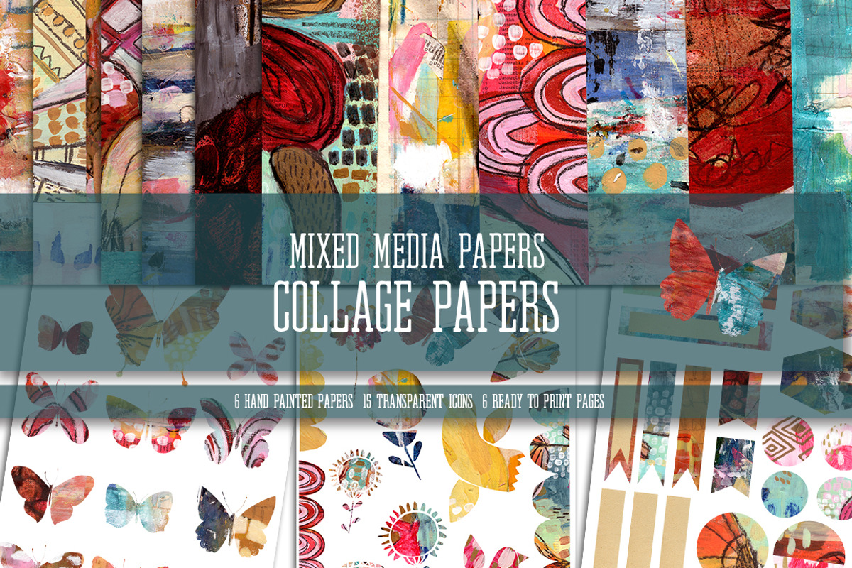 Mixed Media Collage Papers, a Texture Graphic by happychinchilla (Photo 1 of 9)