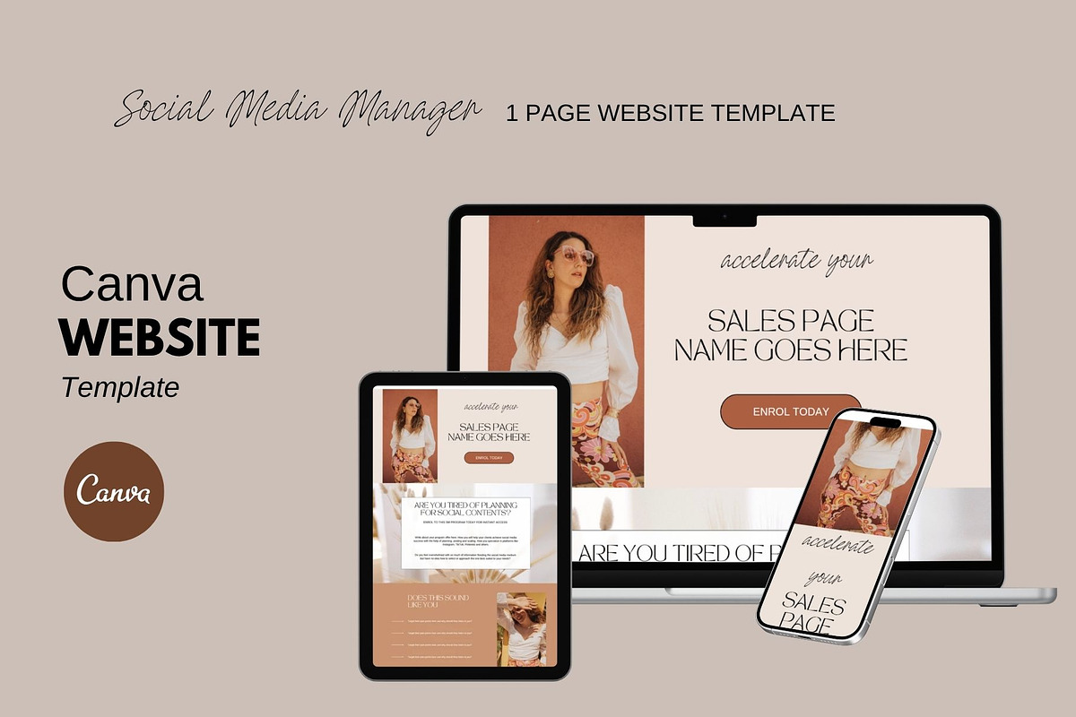 Canva Social Media Website Template, a Landing Page Template by Deepa Template Studio (Photo 1 of 6)