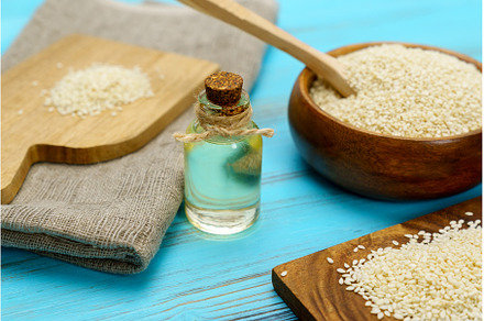 White sesame seeds in a wooden bowl, a Food & Drink Photo by darksoul72