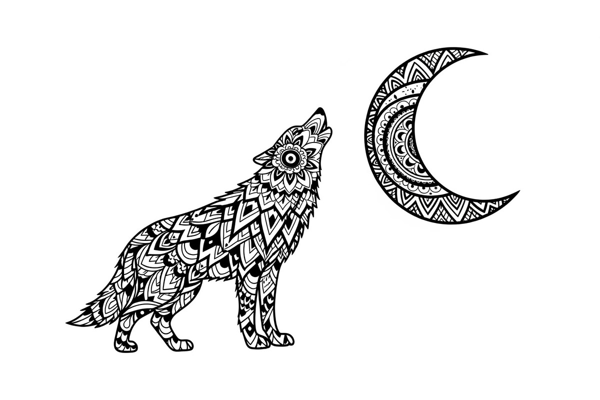 Mandala Moon Wolf SVG Bundle, an Illustration by Gaye Art (Photo 10 of 31)