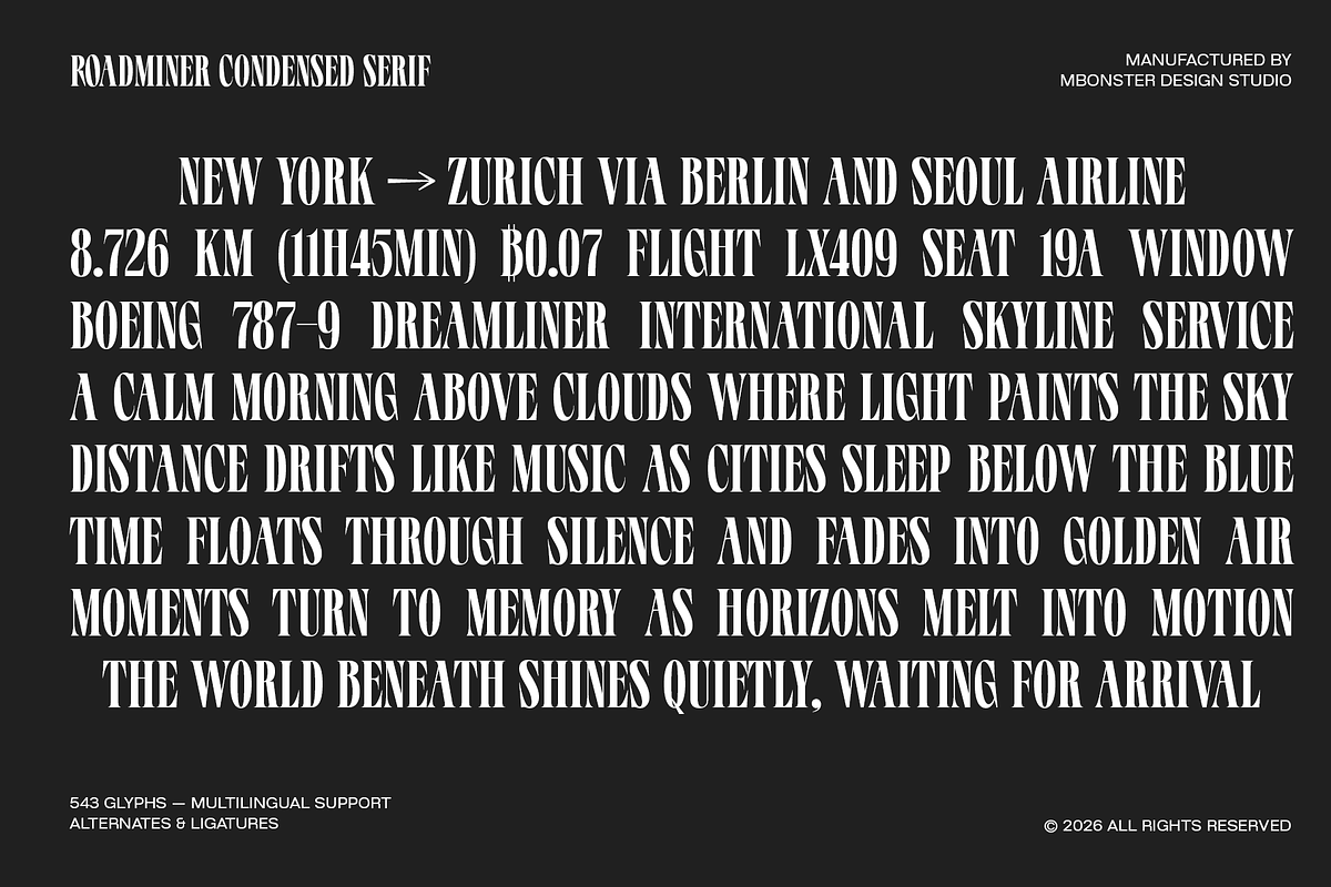 Roadminer - Condensed Serif Typeface, a Serif Font by Mbonster Design Studio (Photo 15 of 17)