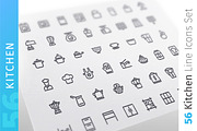 Kitchen Line Icons Set, an Outline Icon by Voysla's Shop (Thumbnail 1 of 4)