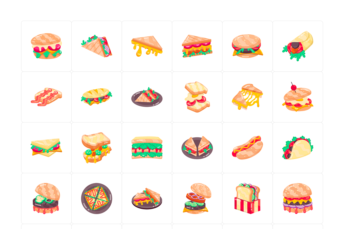 Flat Sandwich Stickers, a Duotone Icon by Vectors Market (Photo 5 of 5)