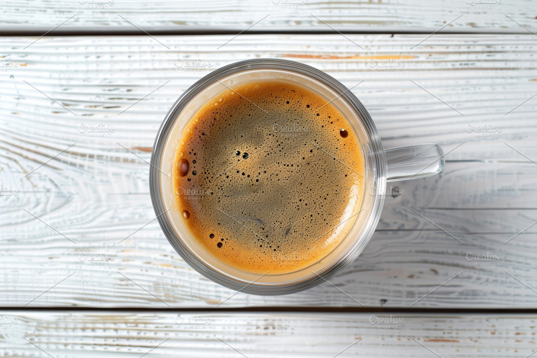 Flat lay of cup of coffee on wooden table, a Food & Drink Photo by AlyaAnd
