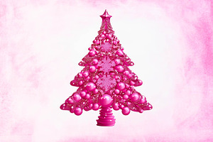 Pink Glam Christmas Tree Clipart