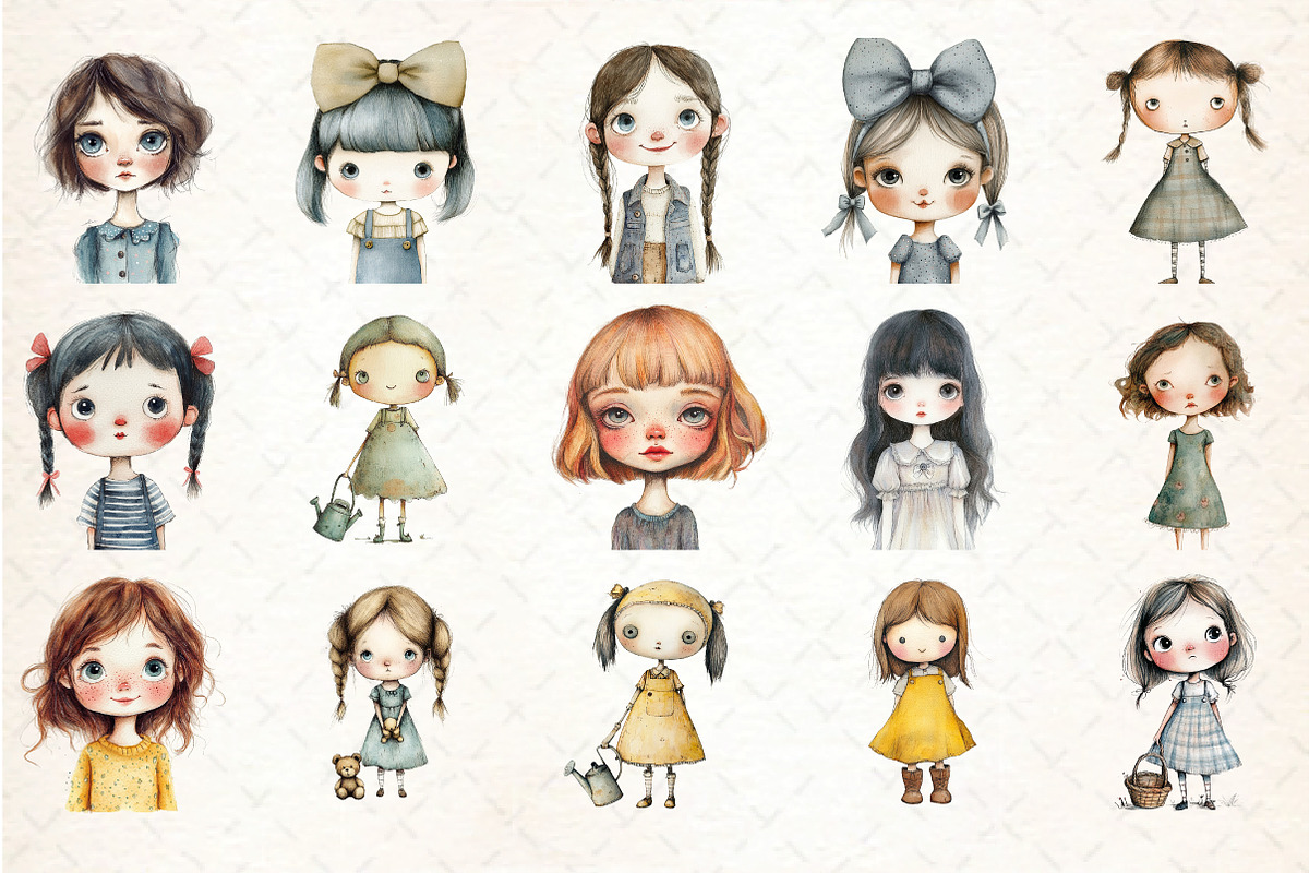 Retro Girls Clipart Bundle, an Illustration by DreamCafeArt (Photo 4 of 5)
