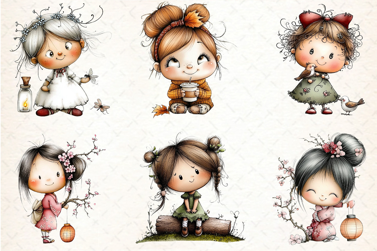 Flowers and Girls Clipart Bundle, an Illustration by DreamCafeArt (Photo 6 of 8)