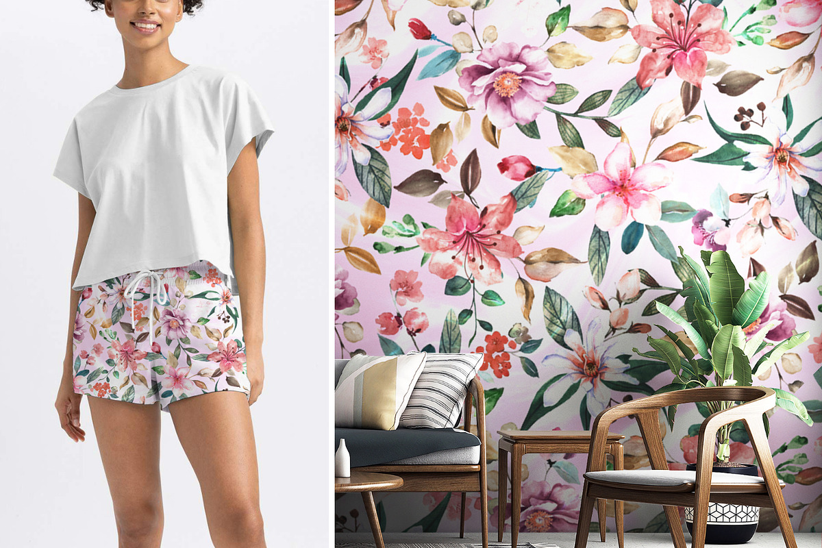 Watercolor Flower Allover Pattern, a Decorative Illustration by Gullenda (Photo 6 of 6)
