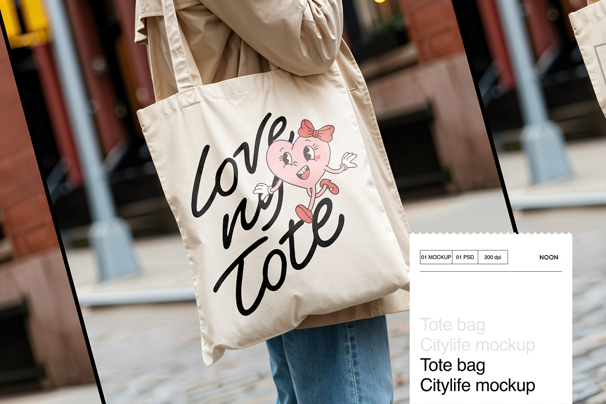 Urban Tote Bag Mockup – Trendy Stree, a Merchandise Mockup by Oday Noon (Photo 1 of 4)