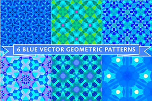Six blue geometric patterns