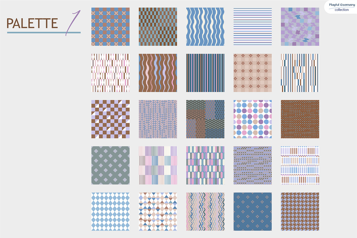 Playful Geometry - Pattern Bundle, a Pattern Graphic by InaCorart (Photo 3 of 17)