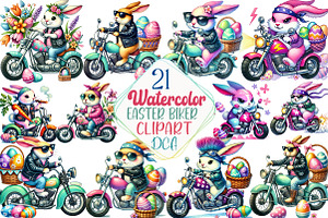 Easter Biker Bunny Sublimation, an Illustration by DreamCafeArt