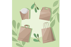 four eco packaging mockup icons, an Object Illustration by studiogstock