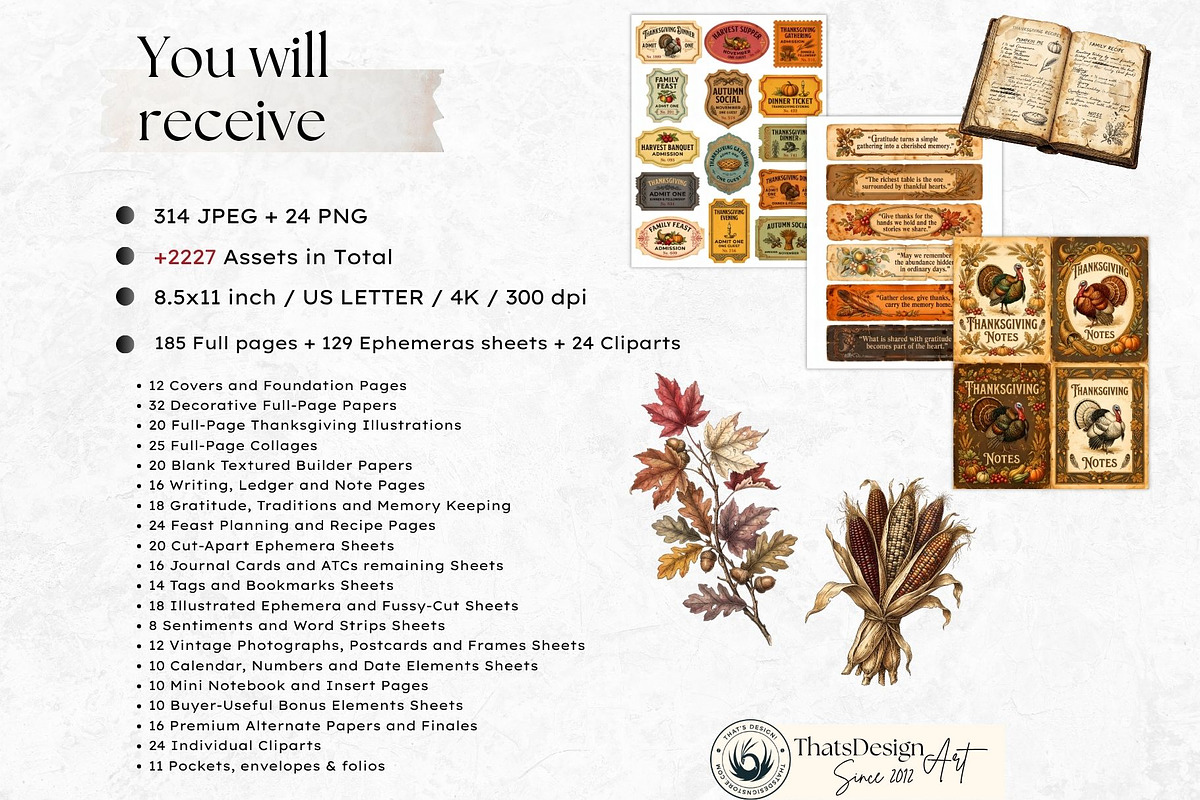 Thanksgiving junk journal Kit, an Object Graphic by ThatsDesignArt (Photo 2 of 21)
