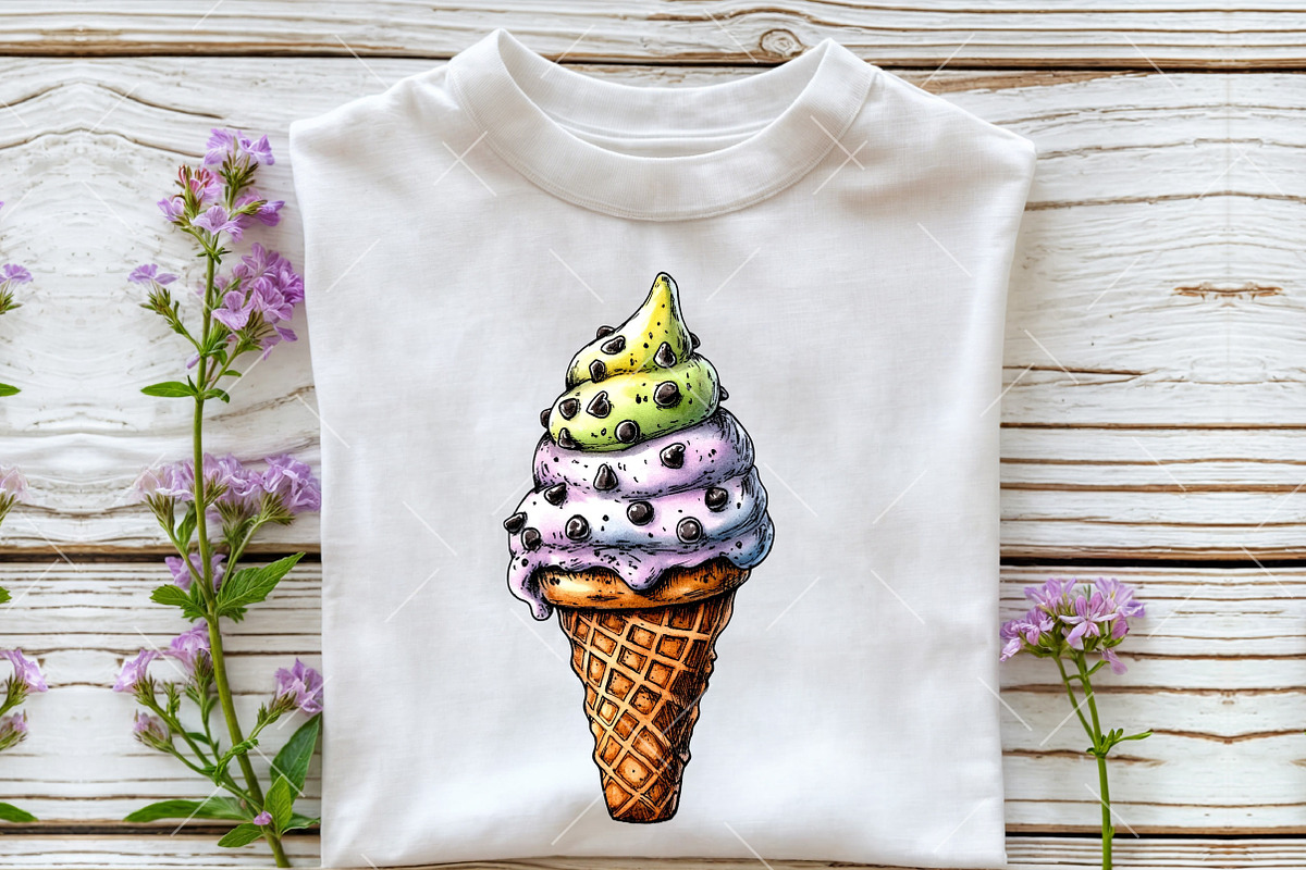 Watercolor Ice Cream PNG Clipart, a Seasonal Illustration by OK Design (Photo 5 of 6)