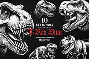 10 Bundle Dark Art T-Rex Dinosaur, an Illustration by Morspective (Thumbnail 1 of 7)