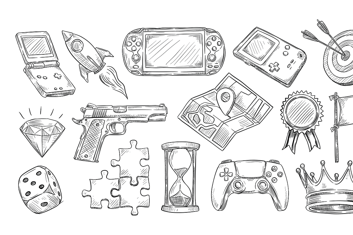 gaming item handdrawn collection, an Object Graphic by nikagraphic