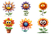 Watercolor Funny Flowers Clipart, an Illustration by designcity5 (Thumbnail 4 of 5)