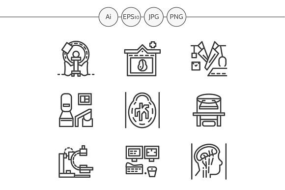Mri Equipment Line Icons. Set 3