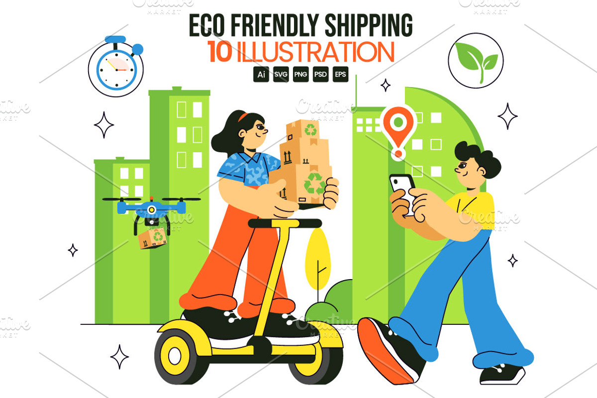 10 Eco Friendly Shipping Service, a Person Illustration by denayunebgt (Photo 1 of 4)