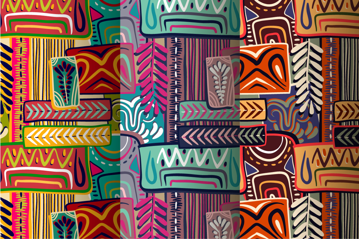 3 Colorful African Patterns, a Pattern Graphic by Sunny_Lion