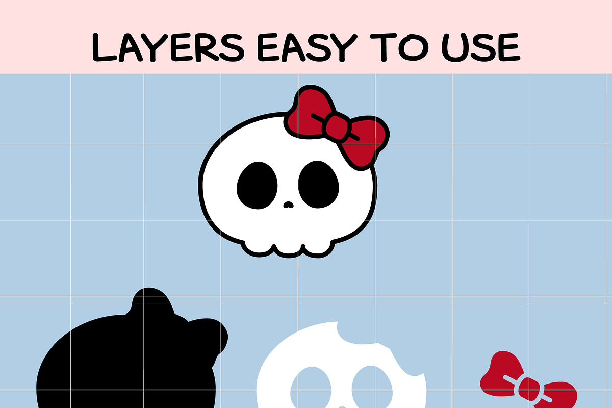 Kawaii Skull with Bow SVG, an Illustration by TheHitShop (Photo 3 of 3)