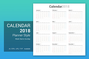 Calendar 2018 Planner Design