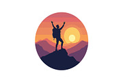 Sunset Hiking Silhouette  Bundle, an Object Graphic by yasushie (Thumbnail 6 of 16)