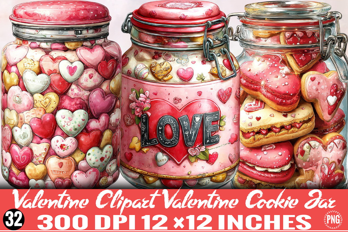 Valentine Clipart Cookie Jar, an Illustration by SVGArt (Photo 1 of 8)