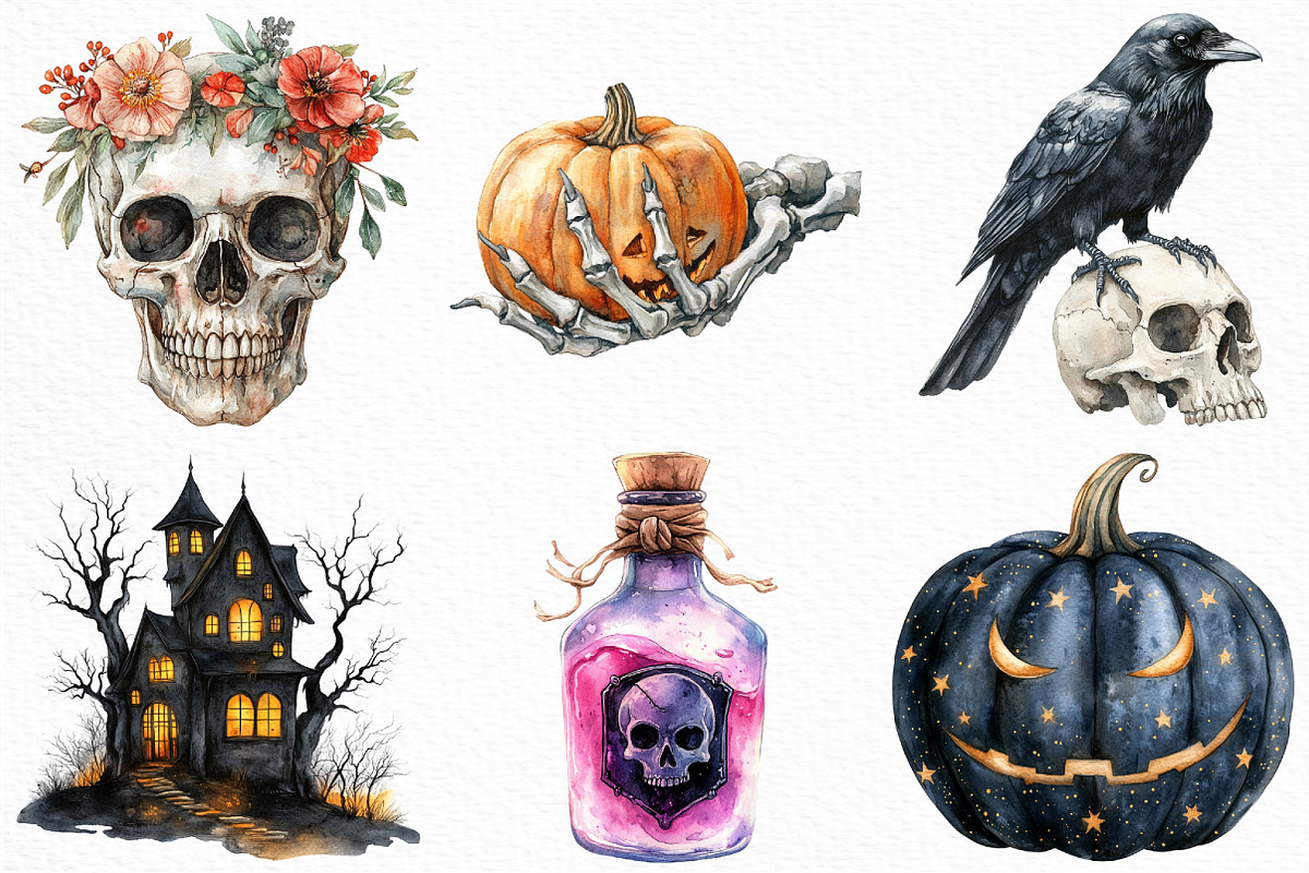 Watercolor Halloween Sublimation, an Illustration by Craft Nest (Photo 3 of 6)