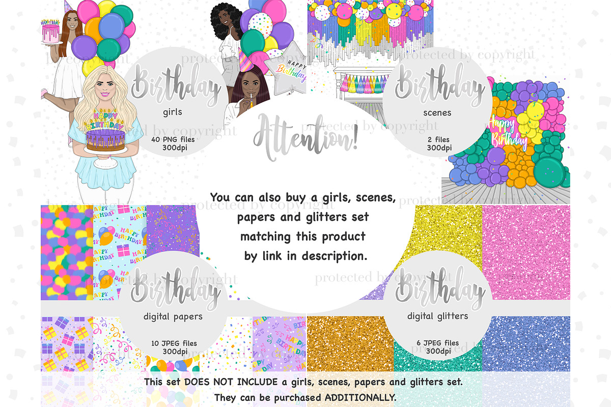 Happy Birthday Clipart, an Illustration by GlamArtZhanna (Photo 4 of 4)
