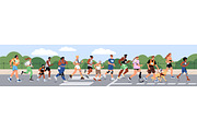 People running marathon + banner, a Sport Illustration by PaperTrident (Thumbnail 2 of 4)
