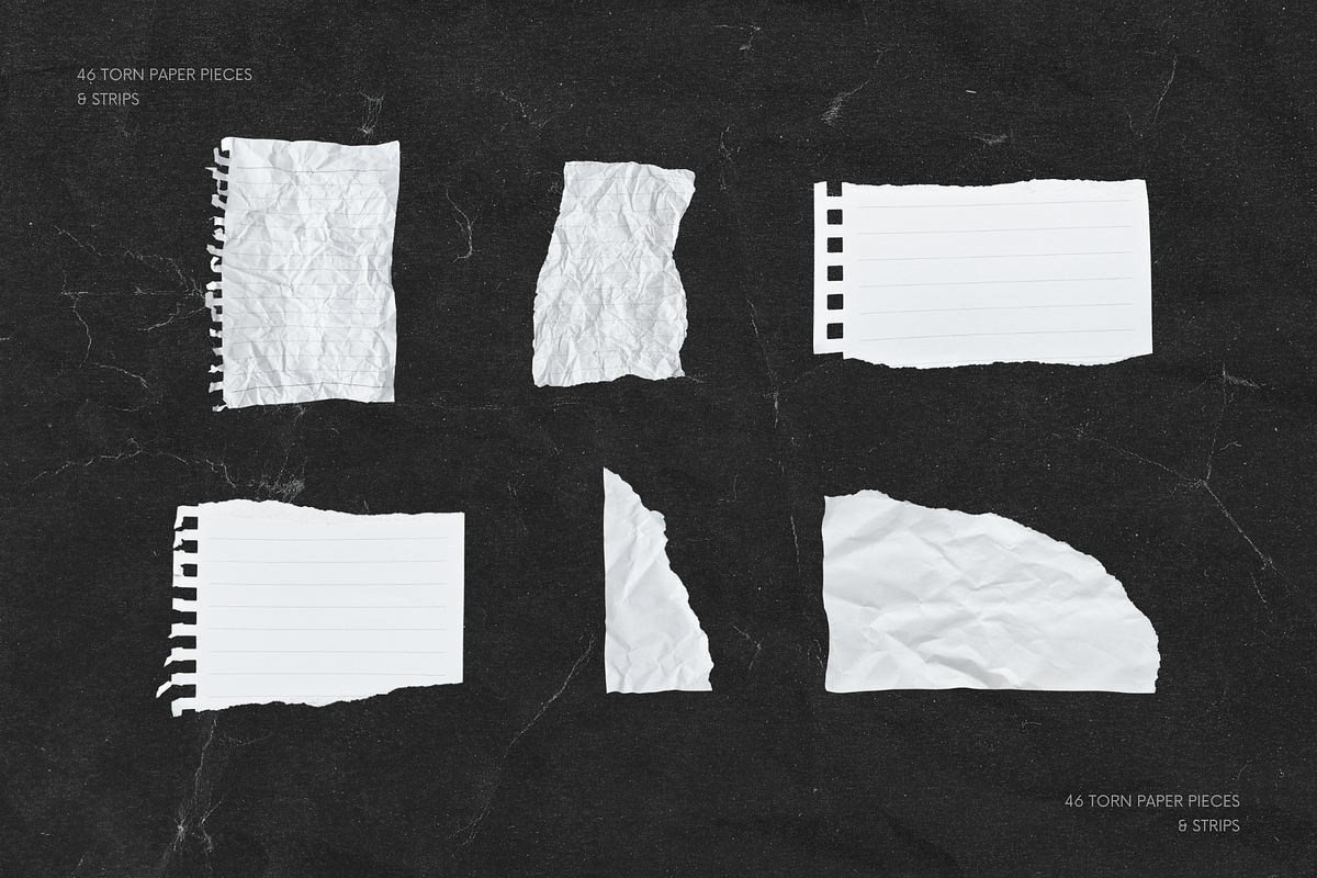 46 Textured Torn Paper Pieces Strips, a Texture Graphic by Ksuview (Photo 5 of 8)