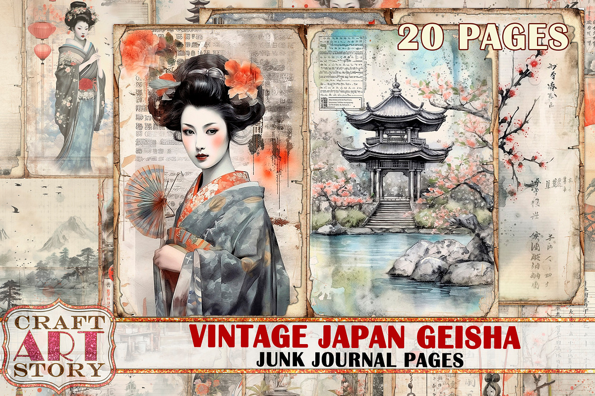 Japan Geisha Junk Journal picture, a Person Illustration by CraftArtStory (Photo 1 of 5)