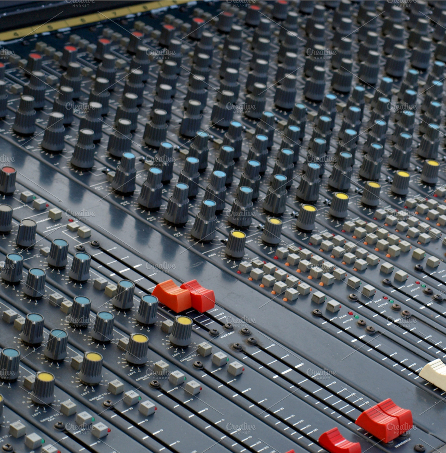 Sound board containing sound, board, and mixing