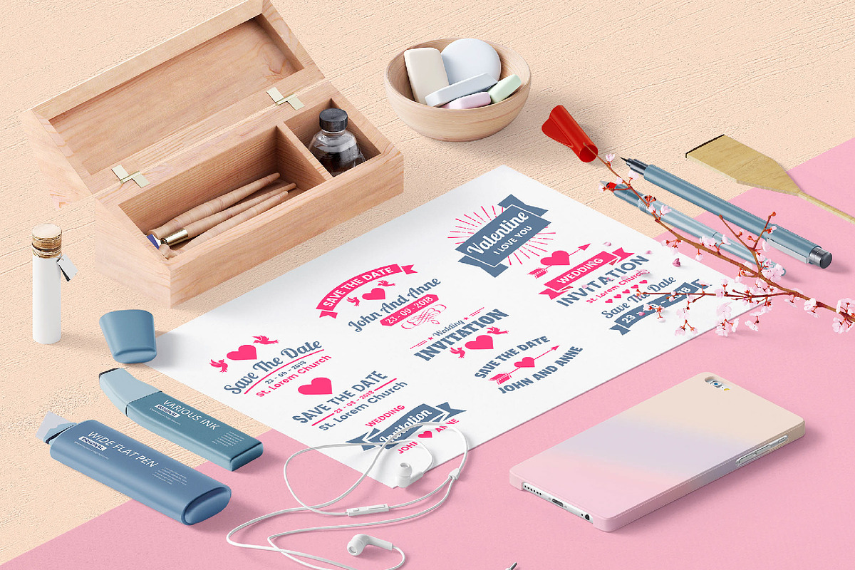 43 WEDDING VINTAGE BADGE & RIBBON, an Invitation Template by Toonsteb (Photo 9 of 14)
