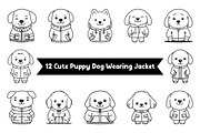 12 Cute Puppy Dog Wearing Jacket, an Animal Illustration by jongcreative (Thumbnail 1 of 7)