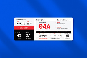 Modern Boarding Pass Ticket Template, a Card Template by Sundaylab