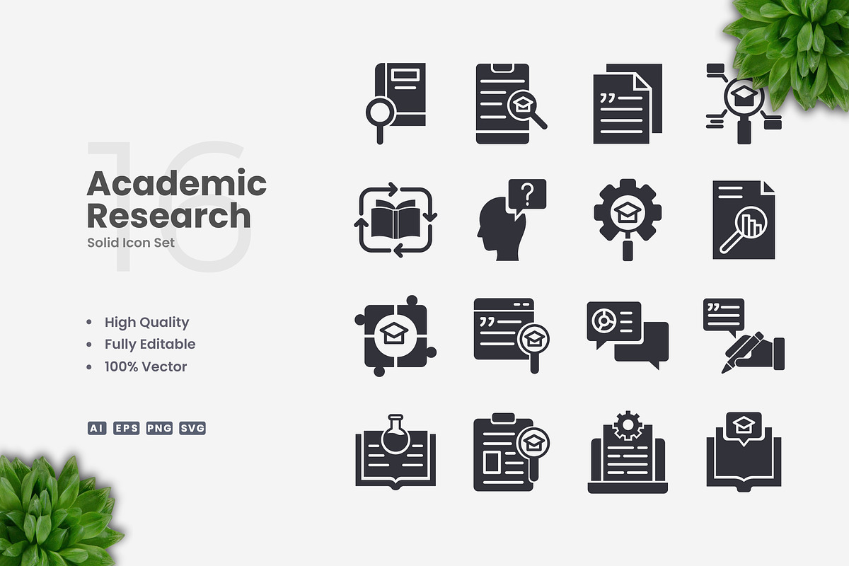 Academic Research Solid Icons