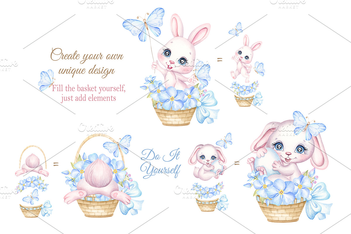Cute Easter Bunny clipart, an Animal Illustration by MarinadeArt (Photo 5 of 8)