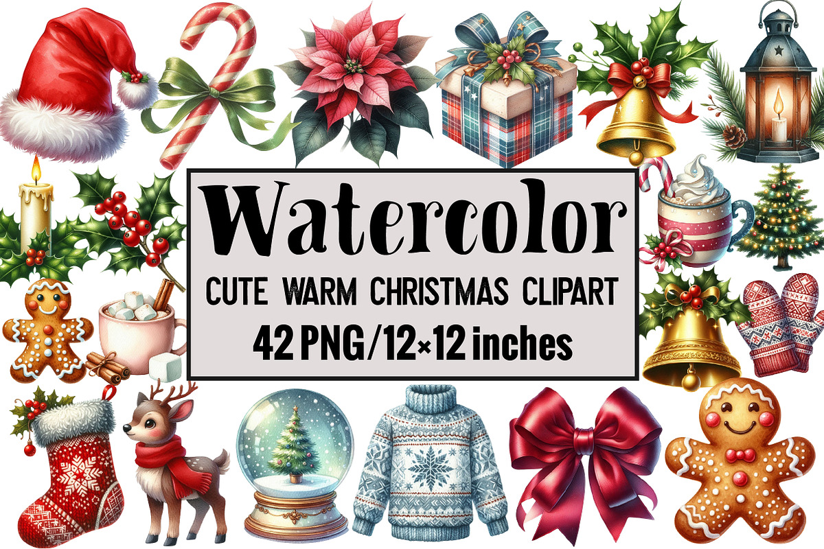 Cute Warm Christmas Clipart, an Illustration by Design Market (Photo 1 of 3)