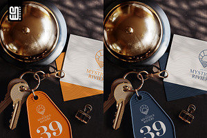 Hotel Card With Key Ring Mockup